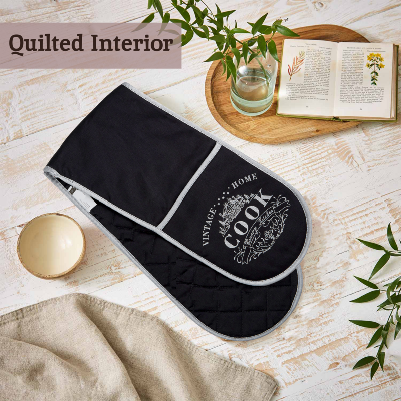 Black Cotton Double Oven Glove
