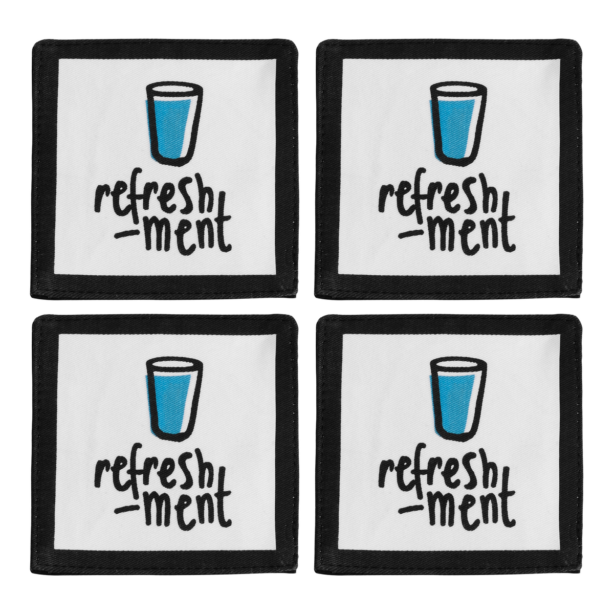 Set of 4 Novelty Glass Print Cotton Coasters