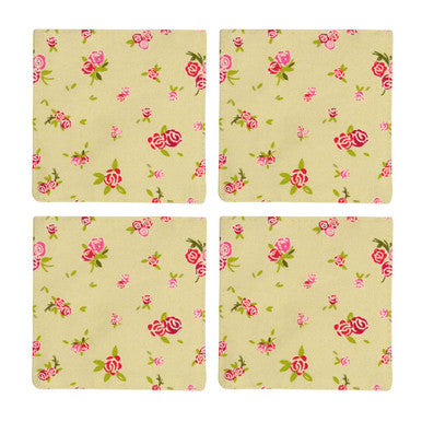 Set of 4 Rose Cotton Coasters