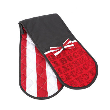 Stripe and Bow Double Oven Glove
