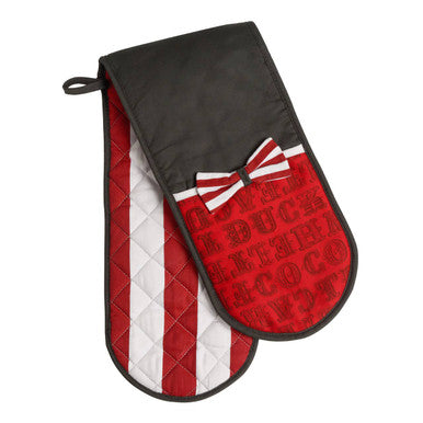Stripe and Bow Double Oven Glove