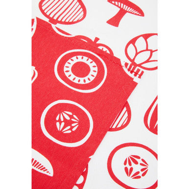 Set of 3 Red Vegetable Print Tea Towels