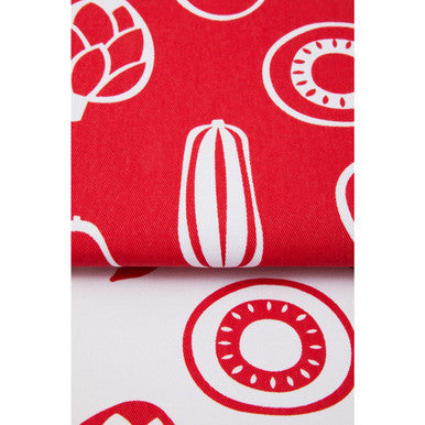 Set of 3 Red Vegetable Print Tea Towels