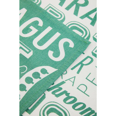 Set of 3 Green Vegetable Wording Tea Towels