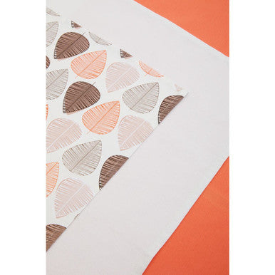Set of 3 Orange Leaf Tea Towels