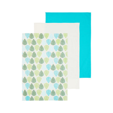 Set of 3 Green Leaf Tea Towels
