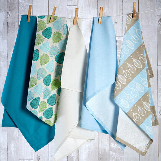 Set of 3 Green Leaf Tea Towels