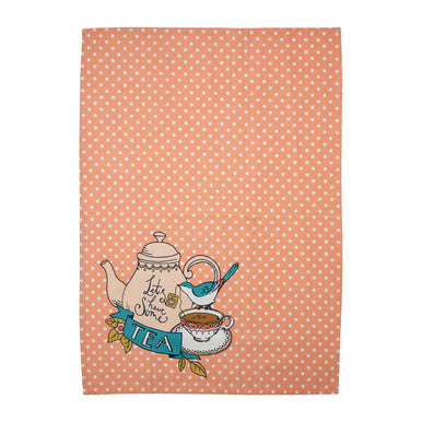Set of 3 Teal Pink and Blue Patterned Tea Towels