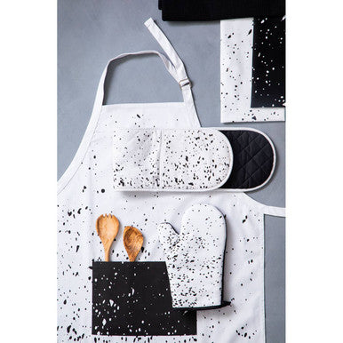 White and Black Splatter Single Oven Glove
