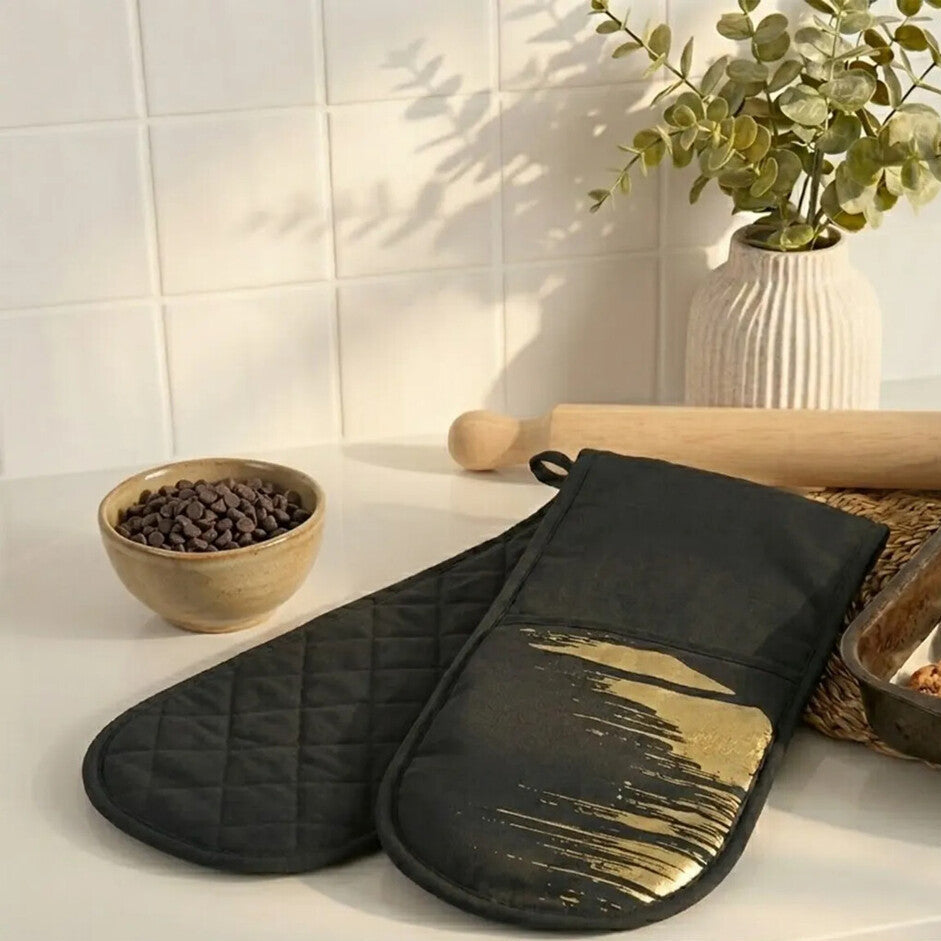 Metallic Pattern Double Oven Glove