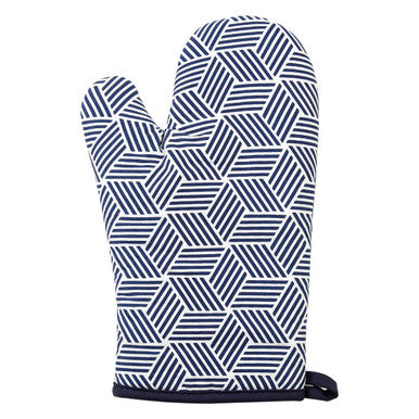 White and Blue Graphic Single Oven Glove