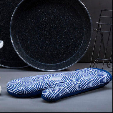 White and Blue Graphic Single Oven Glove