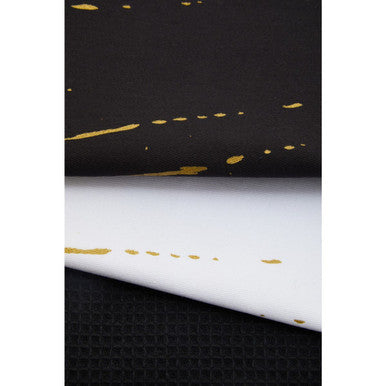 Set of 3 Black White and Gold Patterned Tea Towels