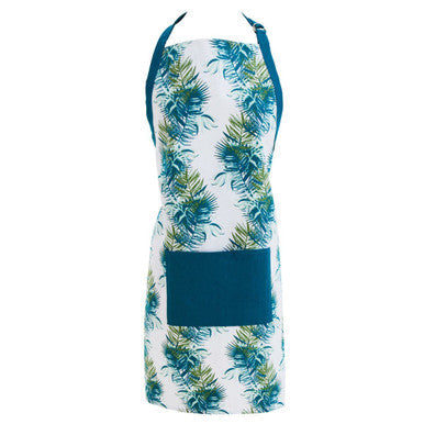 Tropical Leaf Print Cotton Apron