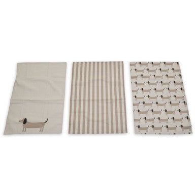 Set of 3 Sausage Dog Tea Towels