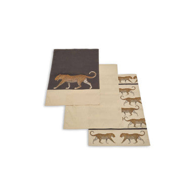Set of 3 Leopard Print and Plain Tea Towels