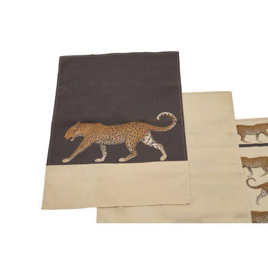 Set of 3 Leopard Print and Plain Tea Towels
