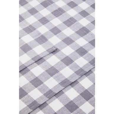 Set of 3 Grey and White Check Cotton Tea Towels