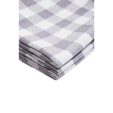 Set of 3 Grey and White Check Cotton Tea Towels