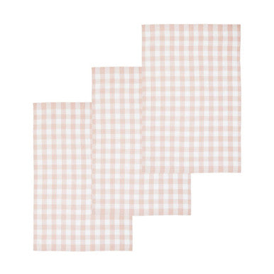 Set of 3 Amber and White Check Tea Towels