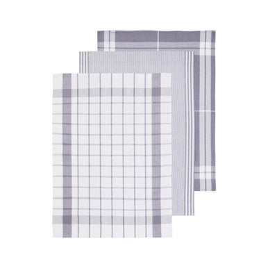 Set of 3 Grey and White Tea Towels