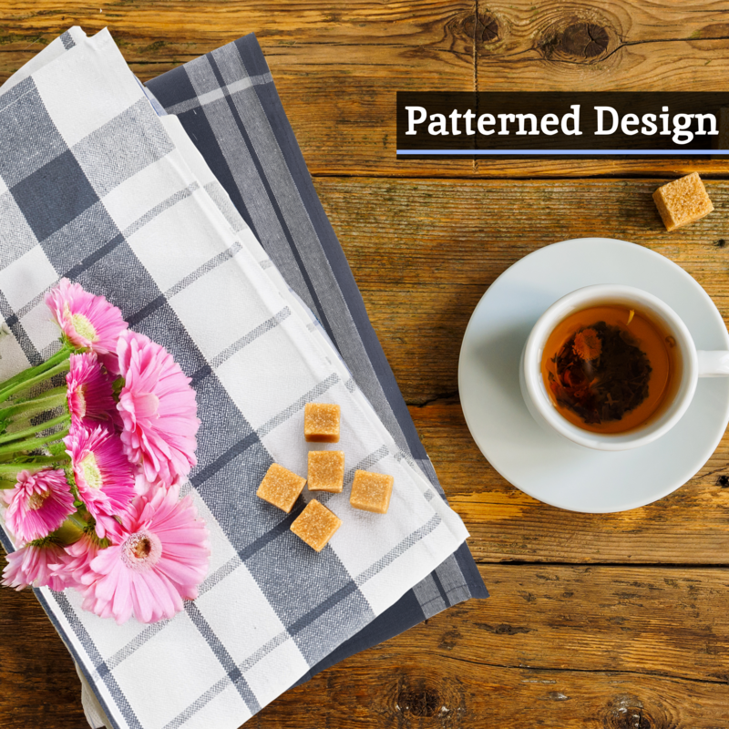 Set of 3 Grey and White Tea Towels