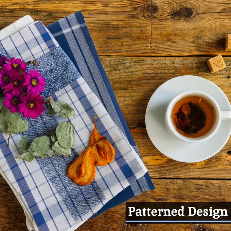 Set of 3 Blue and White Tea Towels