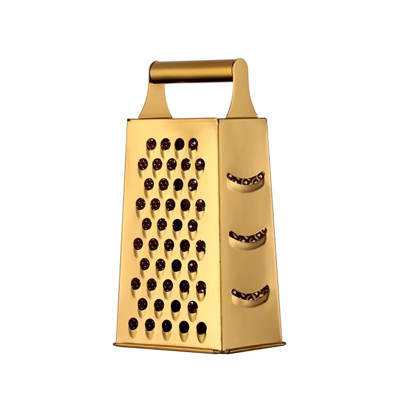 4-Sided Rectangular Stainless Steel Kitchen Grater & Zester with Handle – Versatile Food Shredder for Cheese, Potatoes, Vegetables, and More(Available in Gold, Orange, Rose Gold, Rainbow, and Silver)