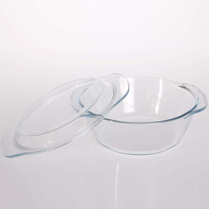Borosilicate Serving Bowl, Glass Casserole Set, Glass Bowl With Lid, Microwave Safe Bowl Set, 700 ml