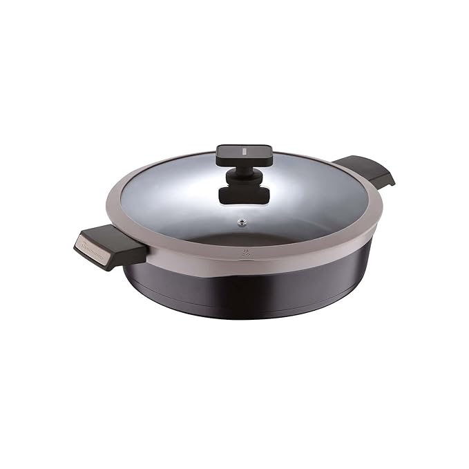 Gastro Non-stick Kadai With Glass Lid 30 cm, Induction Base & Ergonomic Soft Touch Handles