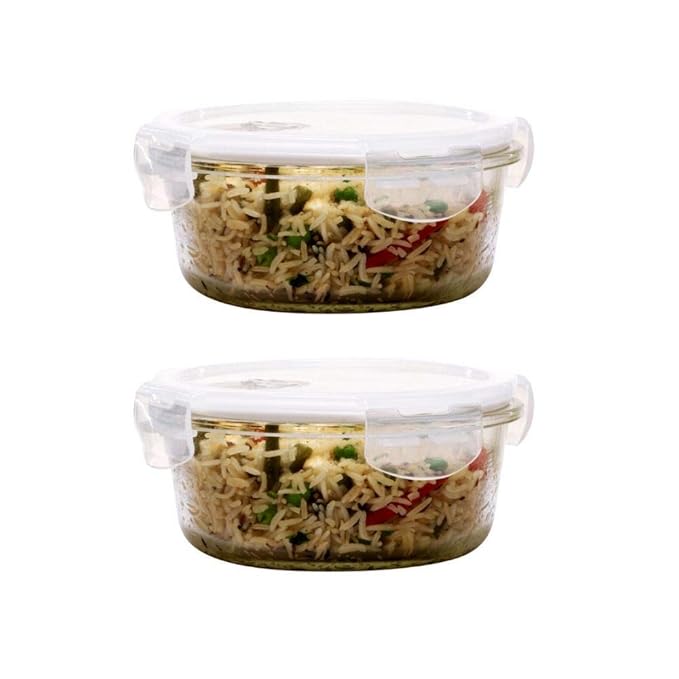 Borosilicate Glass Containers for Kitchen, Storage Box for Kitchen With Air Vent Lid, Set of 3, 300 ml