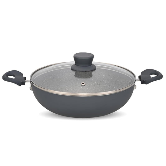 Cookware Aluminium Kadhai 22 cm with Glass Lid