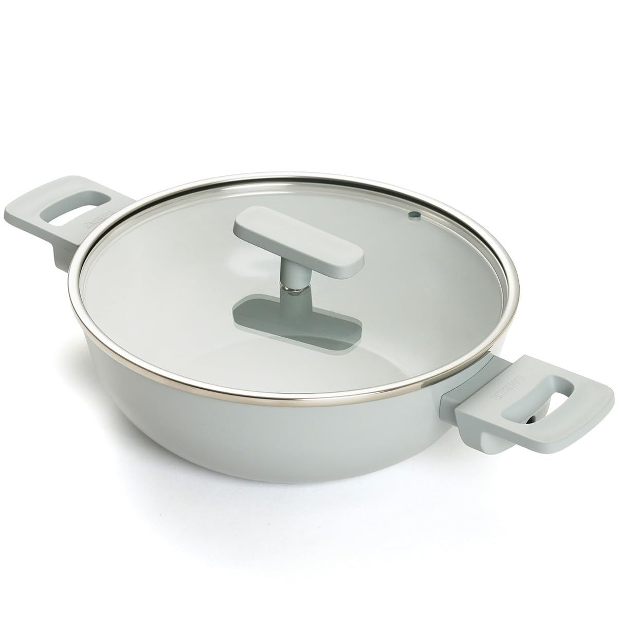 Kadai 24 cm with Glass Lid Soft-Touch Handle Ceramic Non-Stick Grey