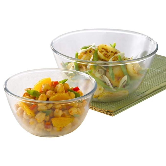 Glass Mixing & Serving Bowls, Oven & Microwave Safe Bowls, Set of 2