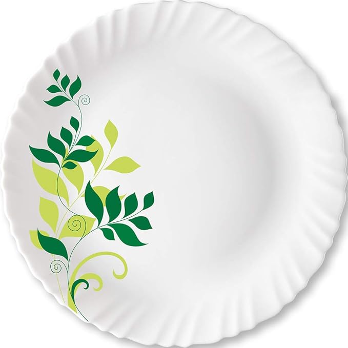 Opalware Full Plate, 11 inch, White, Set of 6 - Design 4