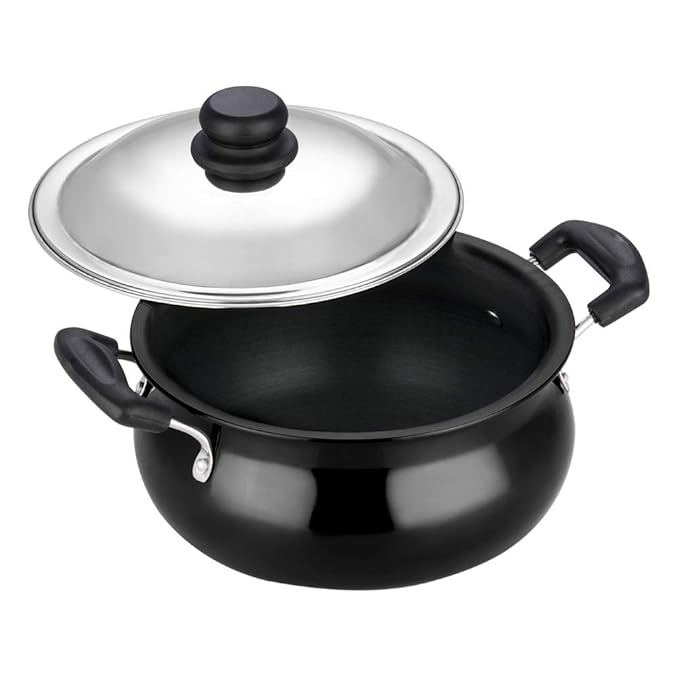 Hard Anodised Non Stick Handi with Lid - 3 L, Junior, 3.25 mm Thickness, Biryani Pot