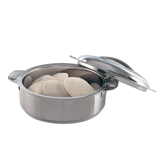 Stainless Steel Insulated 900 ml Server Casserole, Idli/Roti Server with Steel Lid