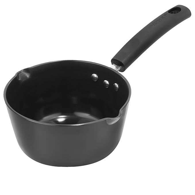Hard Anodised American Non Stick Saucepan - 1 L, 14 cm, 3.25 mm Thickness, Metal Spoon Friendly