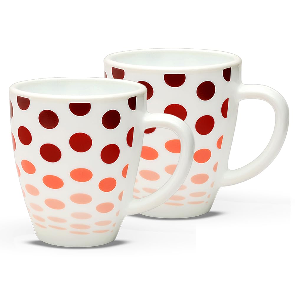 Set of 2 Polka Red Mug Set, 390 ml