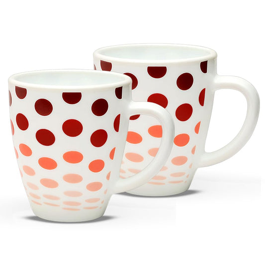 Set of 2 Polka Red Mug Set, 390 ml