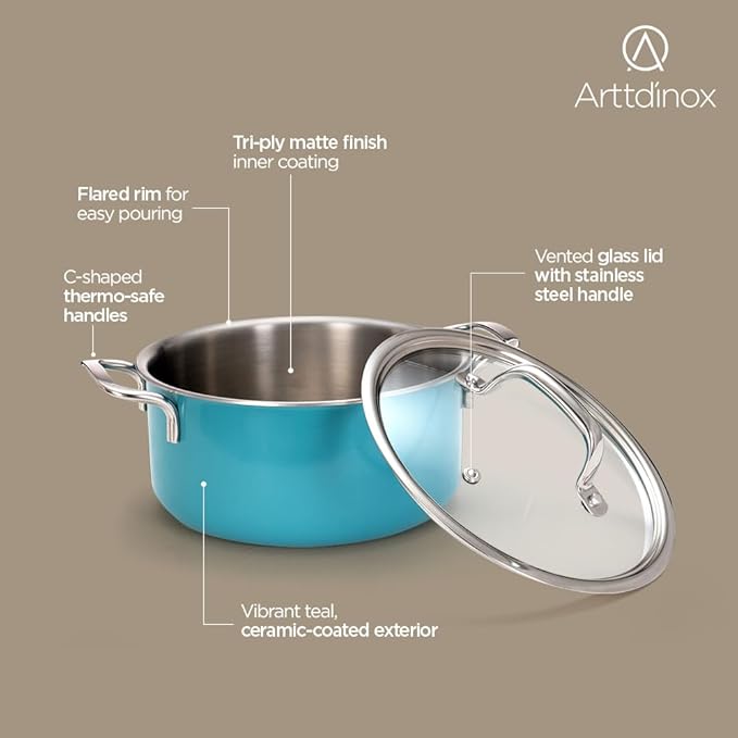 Stainless Steel Triply Casserole With Lid, Biryani Pot, Stock Pot With Lid, Jindal Stainless, 20 cm, 3 L