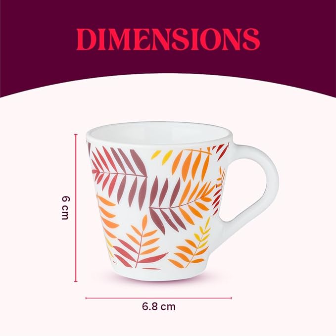 Costa Opalware Mug, Set of 6 Pieces, Tea/coffee Mugs, 110 ml Each