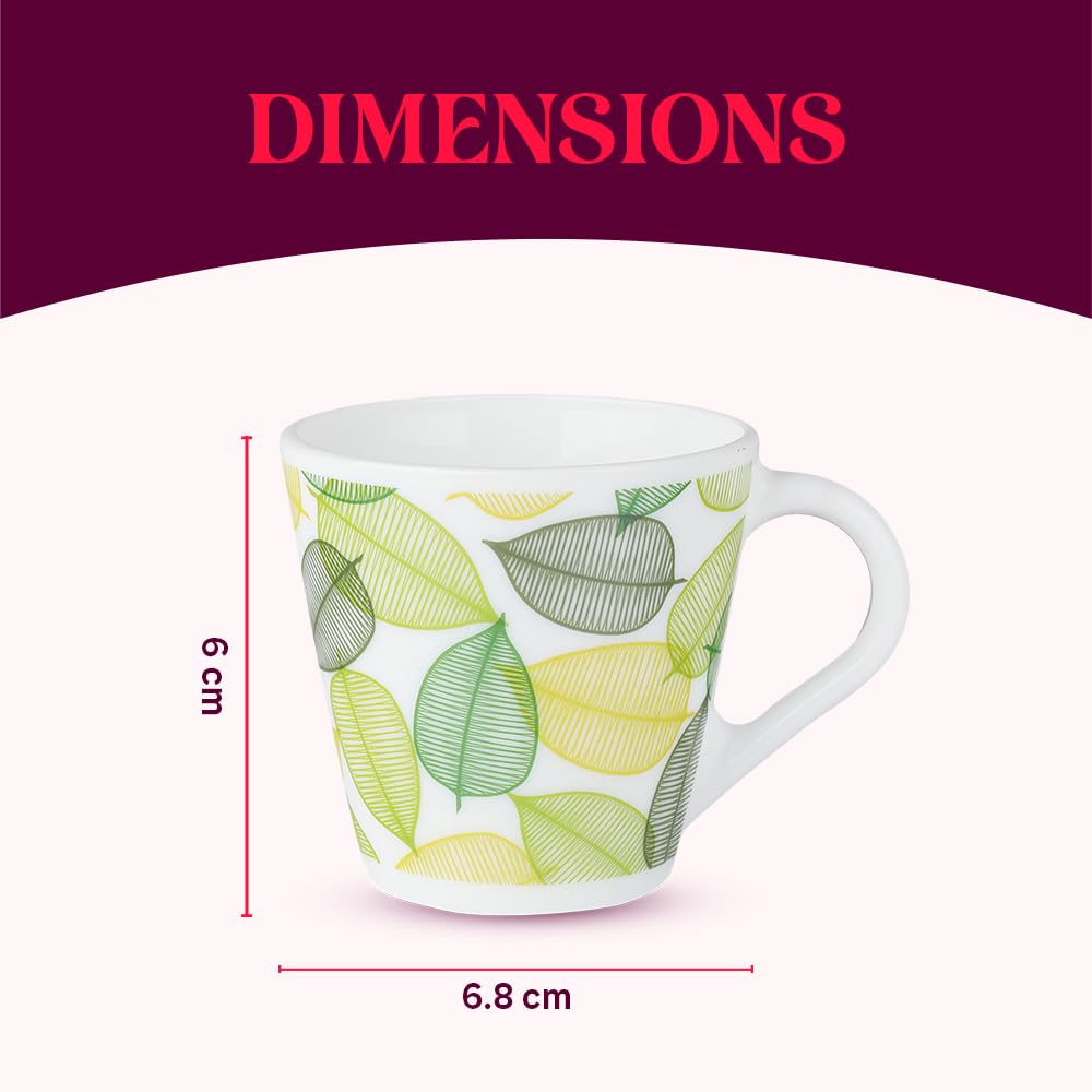 Noma Opalware Mug, Set of 6 Tea/coffee Mugs, 110 ml Each