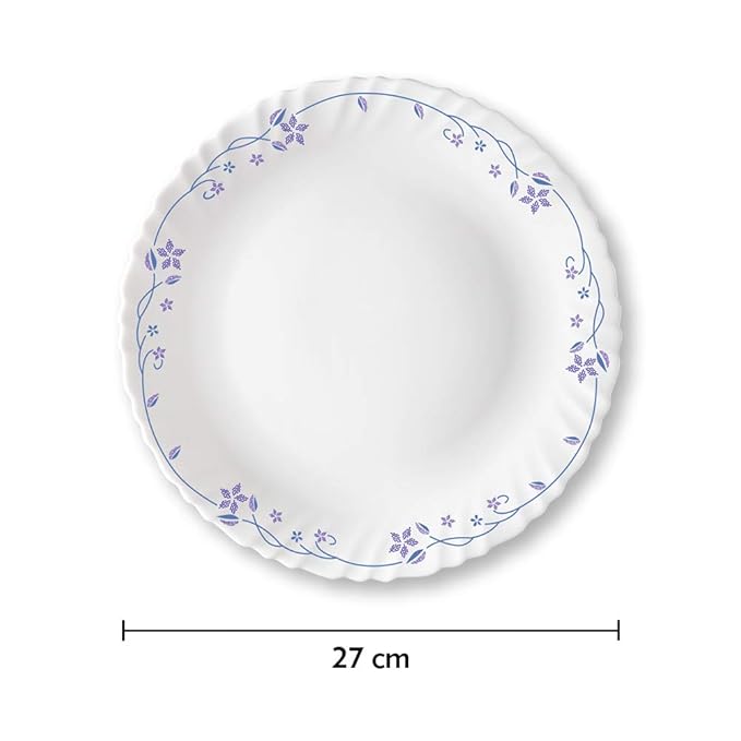 Opalware Full Plate, 11 inch, White, Set of 6 - Flora, Opalware Full Plate