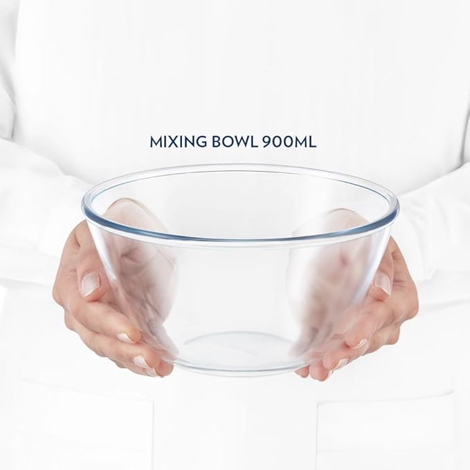 Glass Mixing & Serving Bowl, Oven & Microwave Safe Bowl, 900 ml