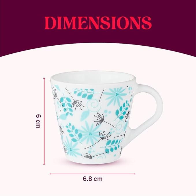 Stardust Opalware Mug, Set of 6 Tea/coffee Mugs, 110 ml Each