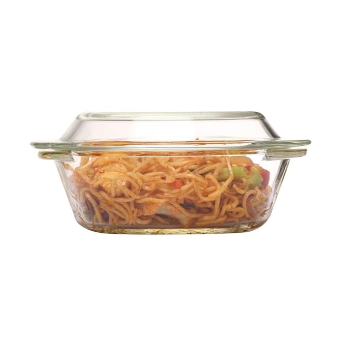 Borosilicate Serving Bowl, Glass Casserole Set, Glass Bowl With Lid, Microwave Safe Bowl Set, 700 ml