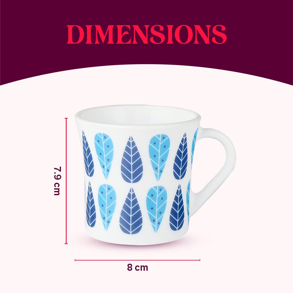 Fable Opalware Mug, Set of 6 Tea/coffee Mugs, 210 ml Each