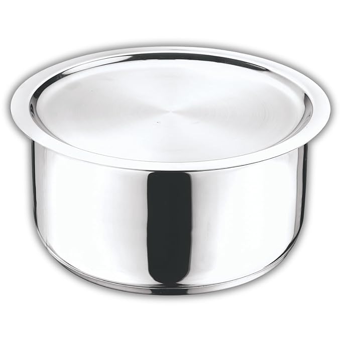 Stainless Steel 304 Grade Tope, Patila, Topiya With Lid - Diameter 20 cm, Capacity 3 L