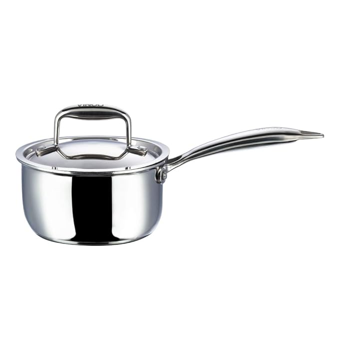 Triply Stainless Steel Saucepan with Lid - 1.2 L (14 cm), 2.5 mm Thick, Tea, Chai Pan